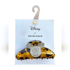 Disney NEW Mickey Mouse Faux Tortoise and Silver Bedazzled 3.5" Hair Clip